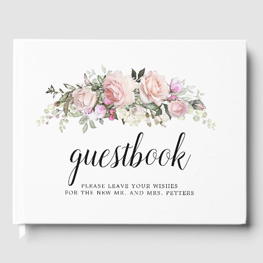 Blush Pink Rose Bloral Wedding Gästebuch (Vorderseite)