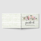 Blush Pink Rose Blues und Stripe Wedding Gästebuch (Voll)
