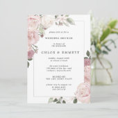 Blush Pink Rose Blumenbrunch Einladung (Stehend Vorderseite)