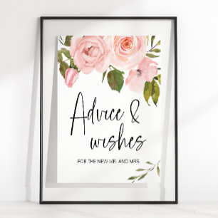 Blush Pink Rose Blumenkarte und Geschenkgutscheine Poster