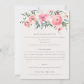 Blush Pink Rose Blumenkranz in einer Hochzeit Einladung (Rückseite)