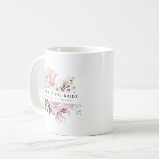 Blush Pink Rose Blumenmutter der Braut Kaffeetasse (Vorderseite Links)