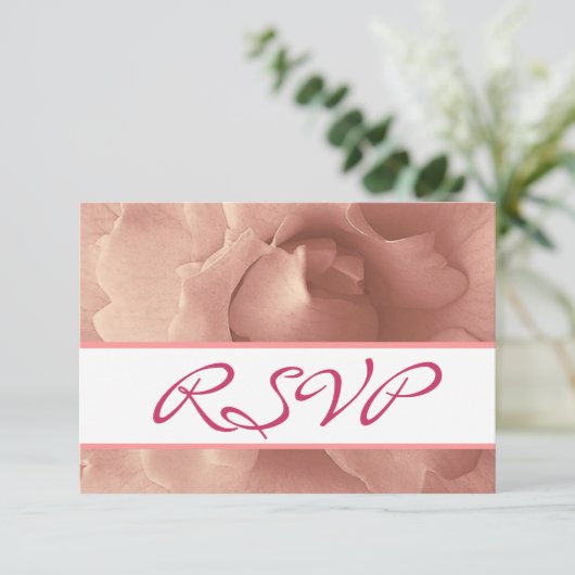Blush Pink Rose Blumensammlung RSVP Karte (Stehend Vorderseite)