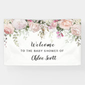 Blush Pink Rose Blumenspülung Begrüßung Banner (Horizontal)