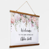 Blush Pink Rose Blumenspülung Begrüßung Wandteppich Mit Holzrahmen (Gewinkelt)