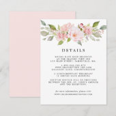 Blush Pink Rose Blumenstrauß Gastdetails Begleitkarte (Vorne/Hinten)