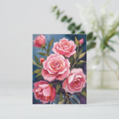 Blush Pink Rose Bouquet Painting Card (Stehend Vorderseite)