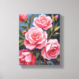 Blush Pink Rose Bouquet Painting Leinwanddruck