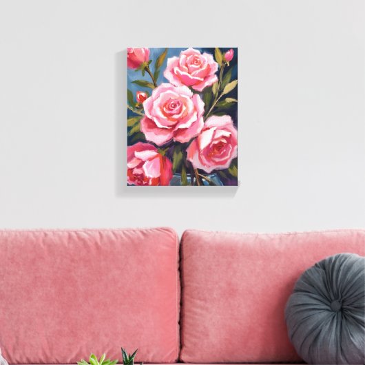 Blush Pink Rose Bouquet Painting Leinwanddruck (Insitu (Wohnzimmer))