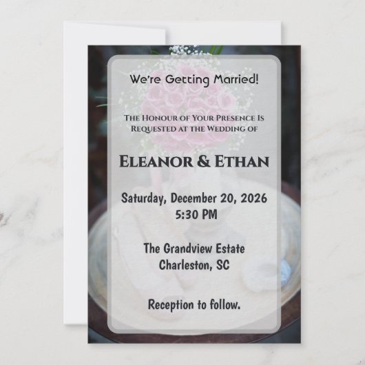 Blush Pink Rose Bouquet Rustic Wedding Invite Einladung (Vorderseite)