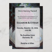 Blush Pink Rose Bouquet Rustic Wedding Invite Einladung (Vorne/Hinten)
