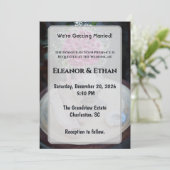 Blush Pink Rose Bouquet Rustic Wedding Invite Einladung (Stehend Vorderseite)