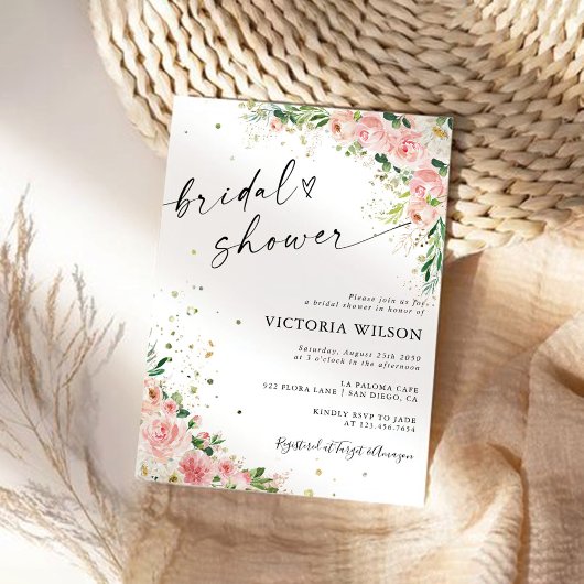 Blush Pink Rose Bridal Dusche Einladung