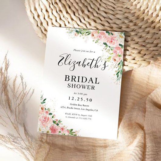 Blush Pink Rose Bridal Dusche Einladung