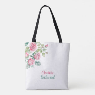 Blush Pink Rose Bridesmaid Bachelorette Floral Tasche