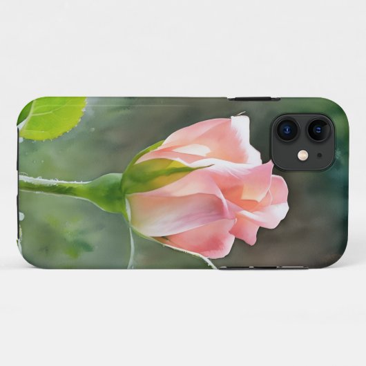 Blush Pink Rose Bud Blume Floral Phone Case (Rückseite (Horizontal))