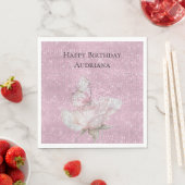Blush Pink Rose Butterfly Sparkle Birthday Serviette (Beispiel)