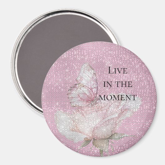 Blush Pink Rose Butterfly Sparkle   Magnet (Vorderseite/Rückseite)