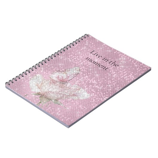 Blush Pink Rose Butterfly Sparkle  Notizblock (Linke Seite)