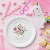 Blush Pink Rose Celebration of Life Pappteller (Party)