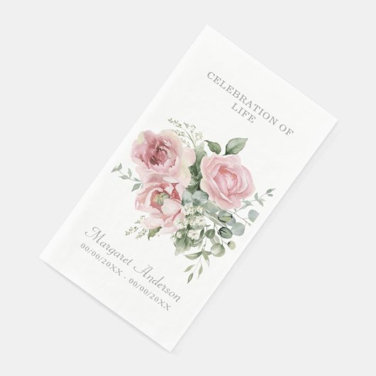 Blush Pink Rose Celebration of Life Serviette (Ecke)