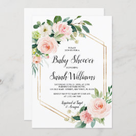 Blush Pink Rose Elegante Babydusche Einladung
