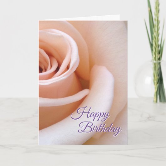 Blush Pink Rose Elegantes Script Boho Happy Birthd Karte (Vorderseite)