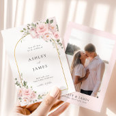 Blush Pink Rose Floral Arch Wedding Save the Date