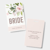 BLUSH PINK ROSE FLORAL BRIDE TRIBE WEDD AUSWEIS (Vorder- & Rückseite)