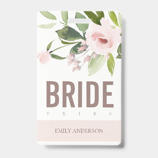 BLUSH PINK ROSE FLORAL BRIDE TRIBE WEDD AUSWEIS (Vorderseite)