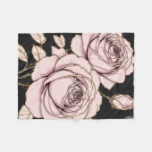 Blush Pink Rose Floral Fleece Blanket (Vorderseite (Horizontal))
