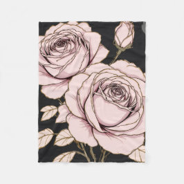Blush Pink Rose Floral Fleece Blanket
