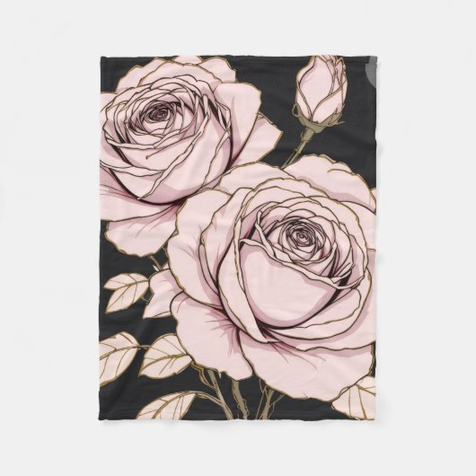 Blush Pink Rose Floral Fleece Blanket (Vorderseite)