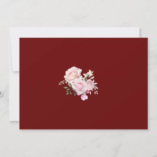 Blush Pink Rose Floral Gold Burgund 3 Foto Save The Date (Rückseite)