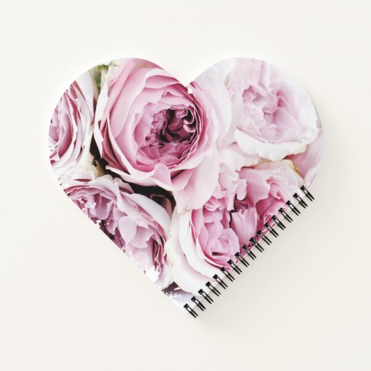 Blush Pink Rose Floral Heart Elegant Spiral Notebo Notizblock (Rückseite)