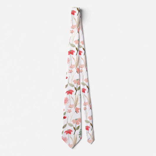 Blush Pink Rose Floral Moderner Chic Neck Tie Krawatte (Vorderseite)