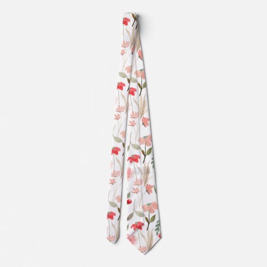 Blush Pink Rose Floral Moderner Chic Neck Tie Krawatte (Rückseite)