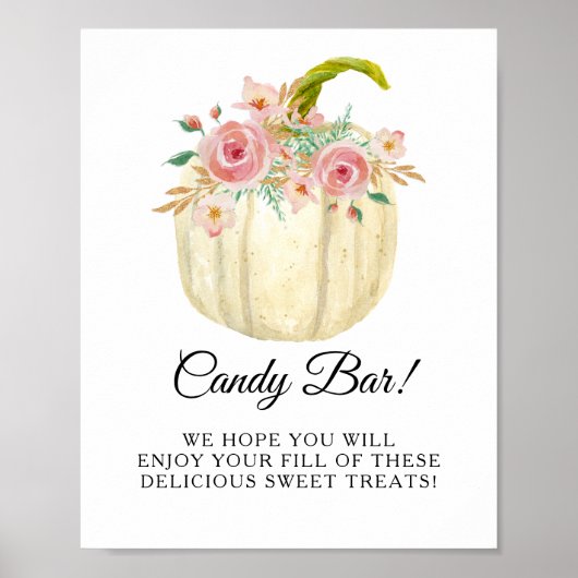 Blush Pink Rose Floral Pumpkin Candy Bar Sig Poster (Vorne)
