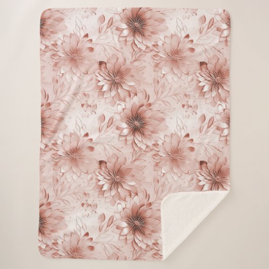 Blush Pink Rose Floral Sherpadecke (Vorderseite)
