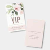 BLUSH PINK ROSE FLORAL VIP JEDES ALTER GEBURTSTAG  AUSWEIS (Vorder- & Rückseite)