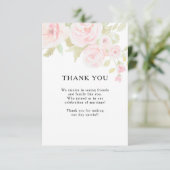 Blush Pink Rose Floral Wasserfarbe Hochzeit Dankeskarte (Stehend Vorderseite)