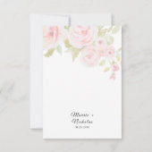 Blush Pink Rose Floral Wasserfarbe Hochzeit Dankeskarte (Rückseite)