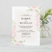 Blush Pink Rose Floral Wasserfarbe Hochzeit einlad (Stehend Vorderseite)
