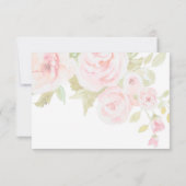 Blush Pink Rose Floral Wasserfarbe Hochzeit RSVP Karte (Rückseite)