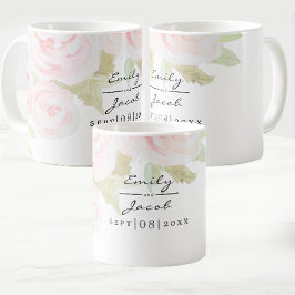 Blush Pink Rose Floral Wasserfarbe Hochzeitscouch Kaffeetasse