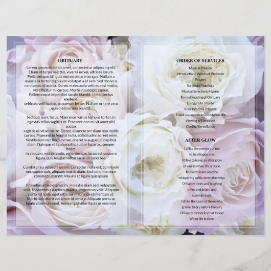 Blush Pink Rose Funeral Program template (Rückseite)