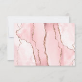 Blush Pink Rose Gold Agate Dark Wedding RSVP Karte (Rückseite)