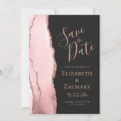 Blush Pink Rose Gold Agate Save the Date Card (Vorderseite)