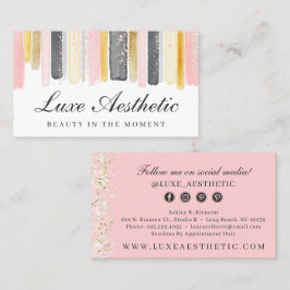 Blush Pink & Rose Gold Aquarell Social Media Visitenkarte