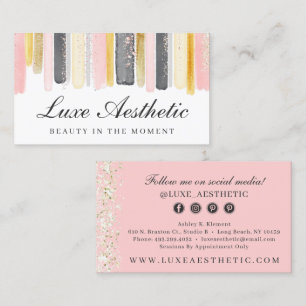 Blush Pink & Rose Gold Aquarell Social Media Visitenkarte